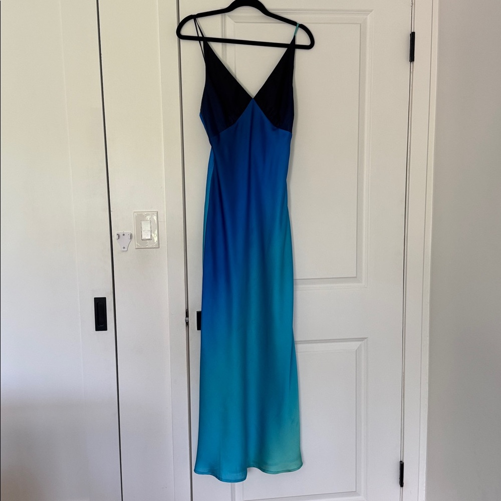 12th Tribe Mirabella Blue Satin Sorbet Maxi Dress - Picture 5 of 9